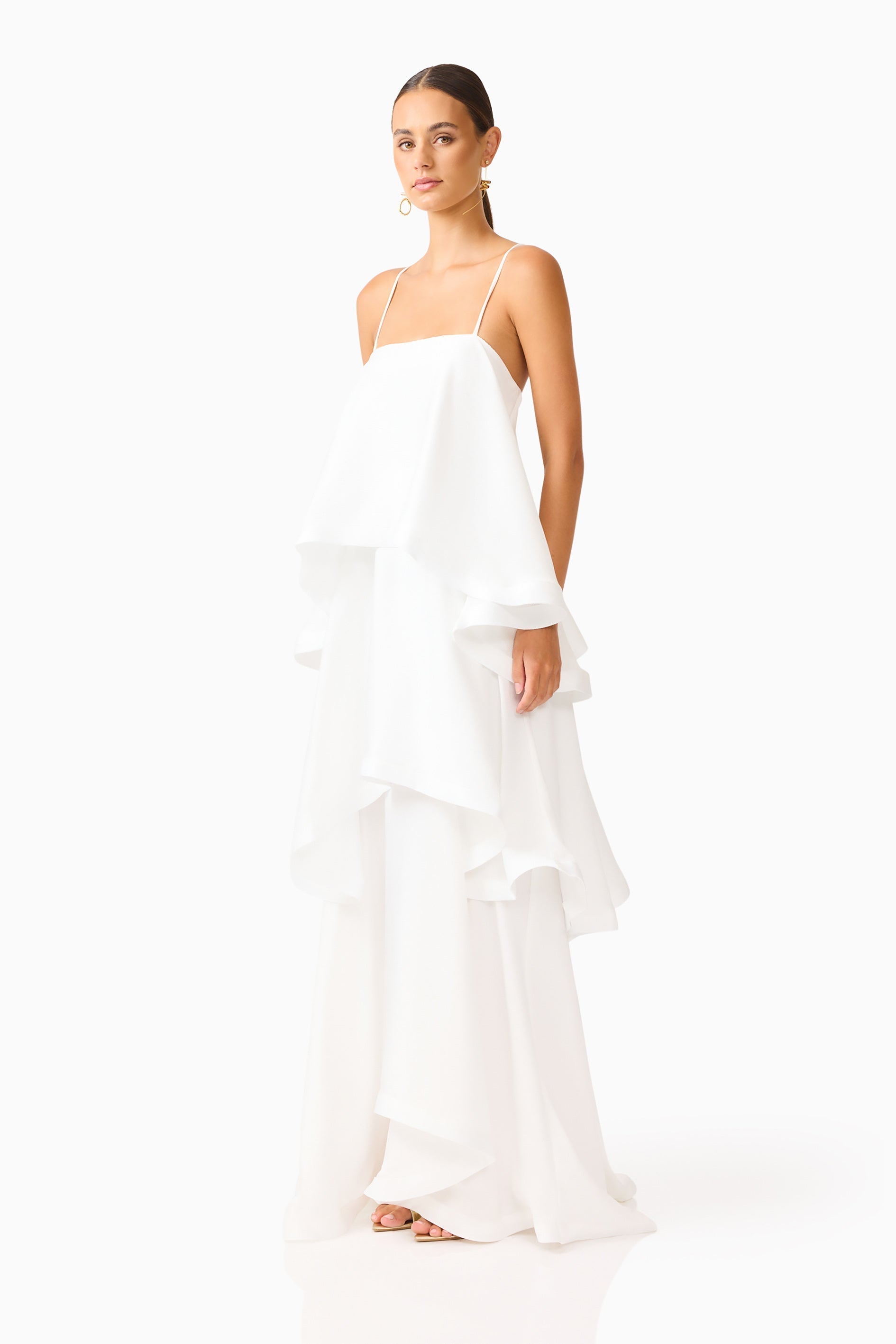 Tiered Maxi Dress — Adjustable Straps, Flared