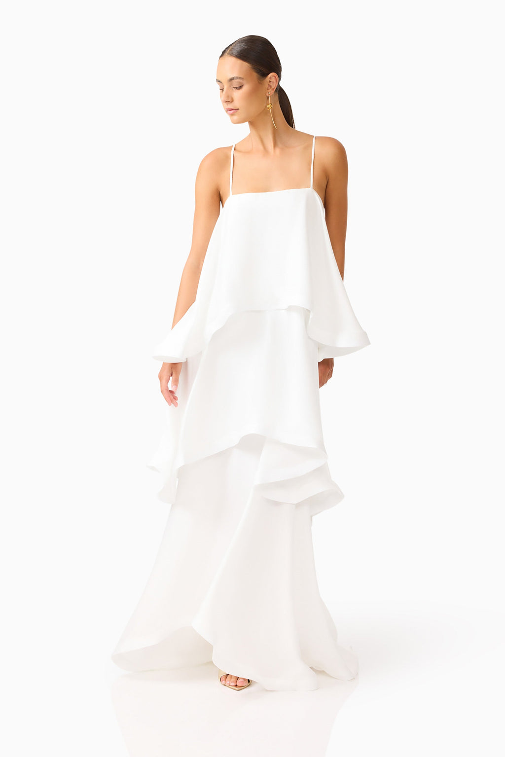Tiered Maxi Dress — Adjustable Straps, Flared