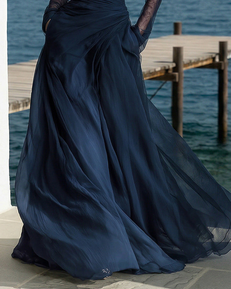Off-Shoulder A-Line Maxi Dress — Flowing