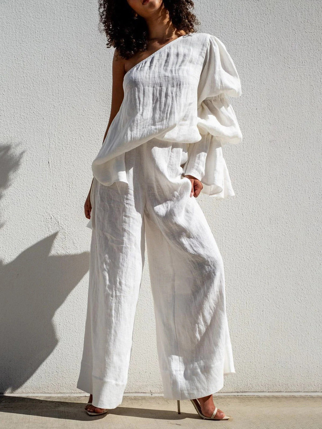 Elegant Collection | Women's White Blouse with Flared Sleeves | Stylish Summer Top for Casual Chic