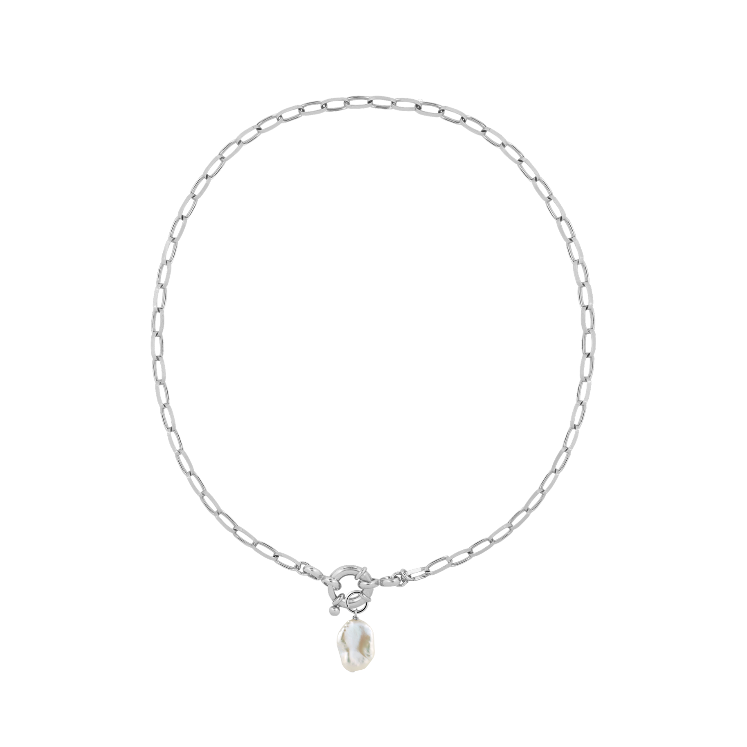 Elegant Link Chain | Gold Necklace with Keshi Pearl Pendant | Chic Accessory for Any Occasion