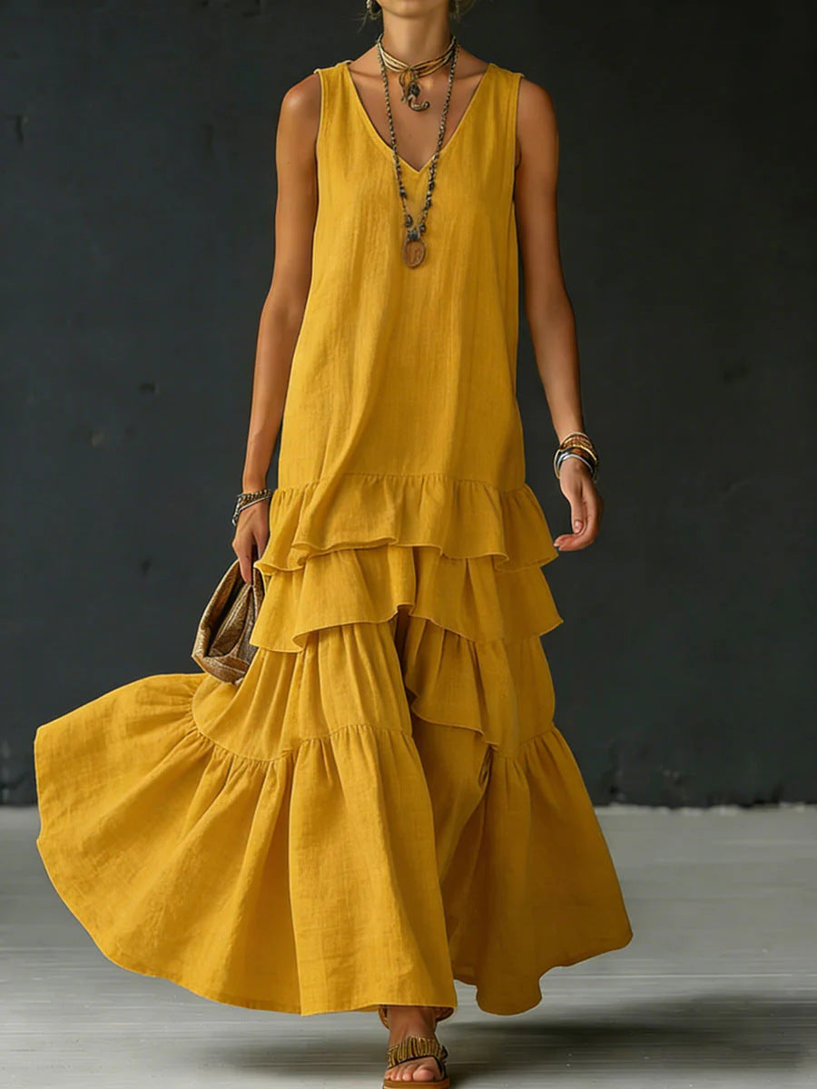 Sleeveless Ice-Silk Maxi Dress — Fluid Drape