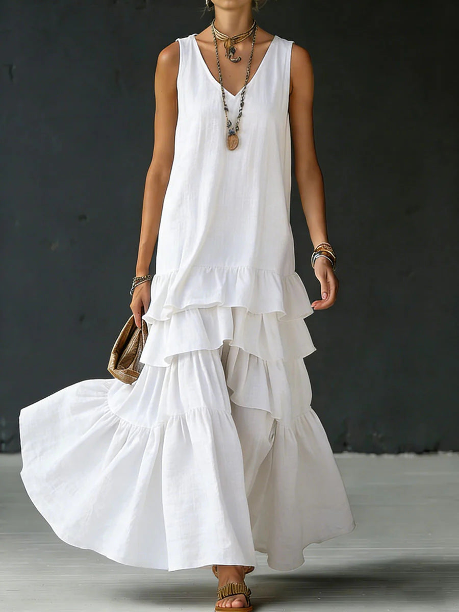 Sleeveless Ice-Silk Maxi Dress — Fluid Drape