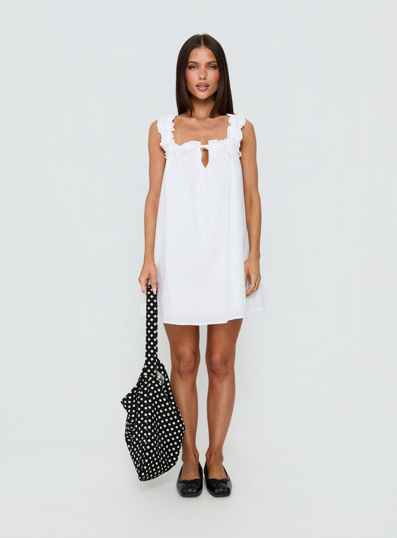 Elegant Mini Dress | Embroidered Cotton Dress with Square Neckline | Stylish Summer Outfit for Effortless Charm