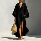 White Batwing-Sleeve Maxi Dress — Resort Style
