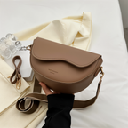 Emma Collection | Black Crossbody Bag with Curved Flap Design | Vegan Leather for Stylish Everyday Use