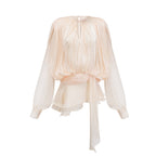 Eugénie – Long Sleeve Mini Dress with Ruffled Hem & Glitter Detail