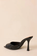 Women's Every Step Counts Black Faux Leather High Heel Sandals | Heels measures 4" 6