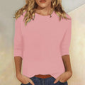 Women's 3/4-sleeve crew neck top, front view