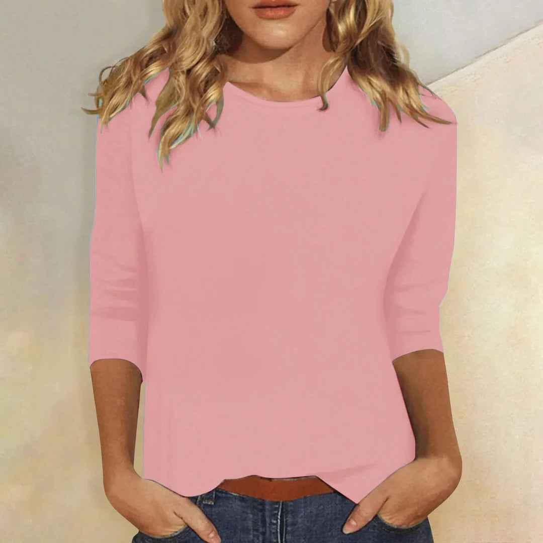 Women's 3/4-sleeve crew neck top, front view