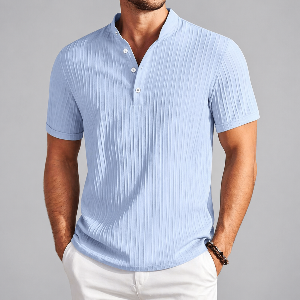 Everyday Essentials | Men's Henley Shirt with Breathable Fabric | Relaxed Fit for Summer Comfort
