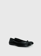 Faux Leather Black Ballet Flats with Mini Bow Tie | Stylish Ballerina Shoes for Comfort and Elegance