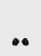 Faux Leather Black Ballet Flats with Mini Bow Tie | Stylish Ballerina Shoes for Comfort and Elegance