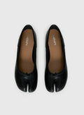 Faux Leather Black Ballet Flats with Mini Bow Tie | Stylish Ballerina Shoes for Comfort and Elegance