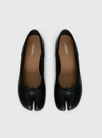Faux Leather Black Ballet Flats with Mini Bow Tie | Stylish Ballerina Shoes for Comfort and Elegance