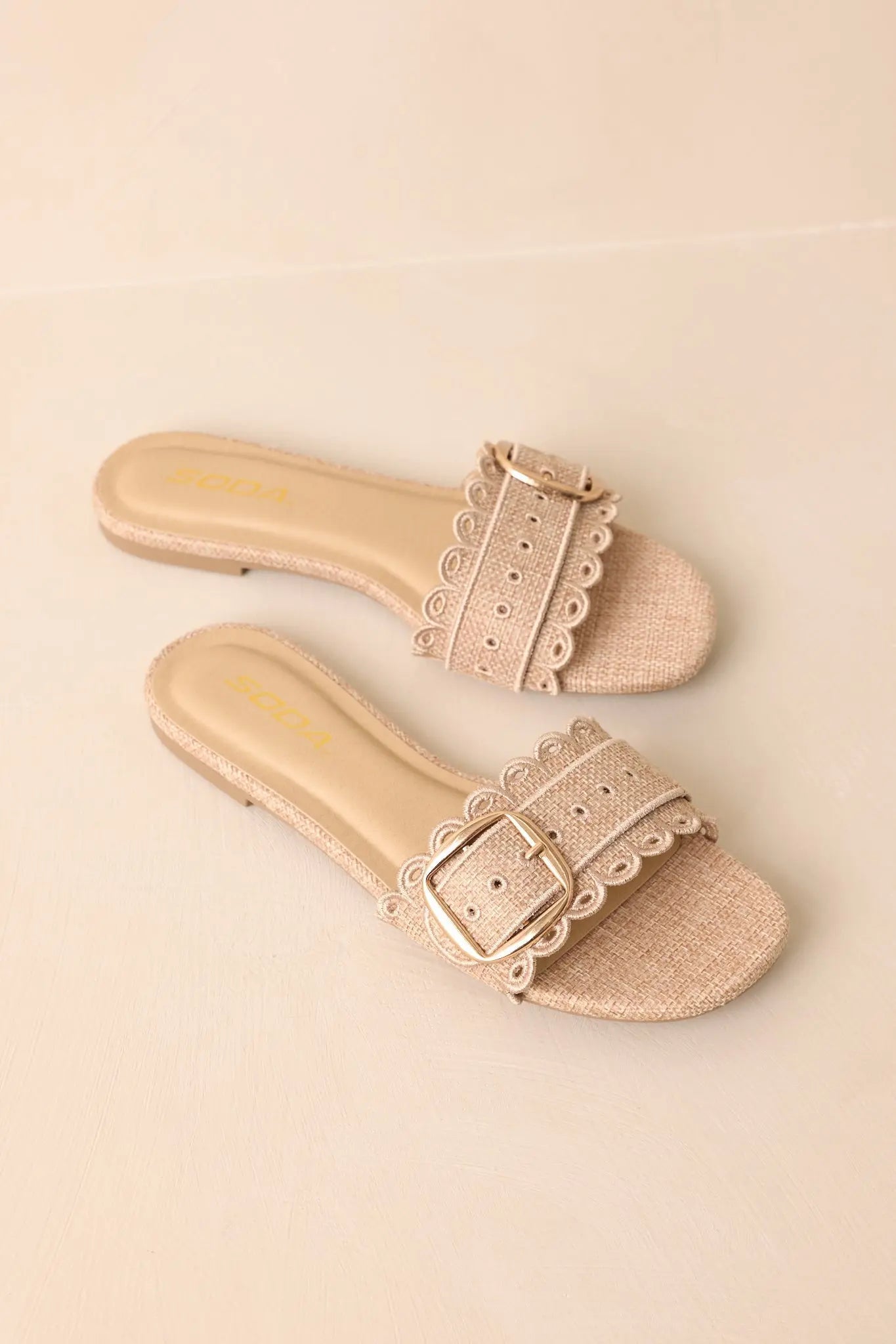 Women's Find Your Pace Natural Woven Embroidered Eyelet Flat Sandals | All Man Made Materials 7