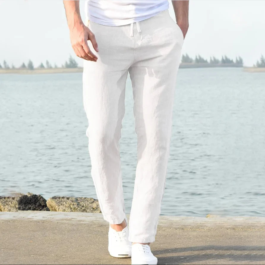 Harlow | Men's Linen Trousers with Elastic Waistband | Lightweight Comfort for Warm Weather