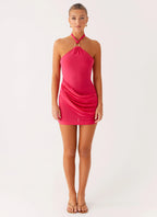 Women's Henrietta Collection | Halterneck Mini Dress with Semi-Sheer Design | Flattering Cut for Bold Nights - Women's | 3