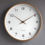 Nordic wall clock brown wood frame