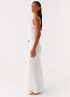 White cut-out maxi dress flowing maxi length