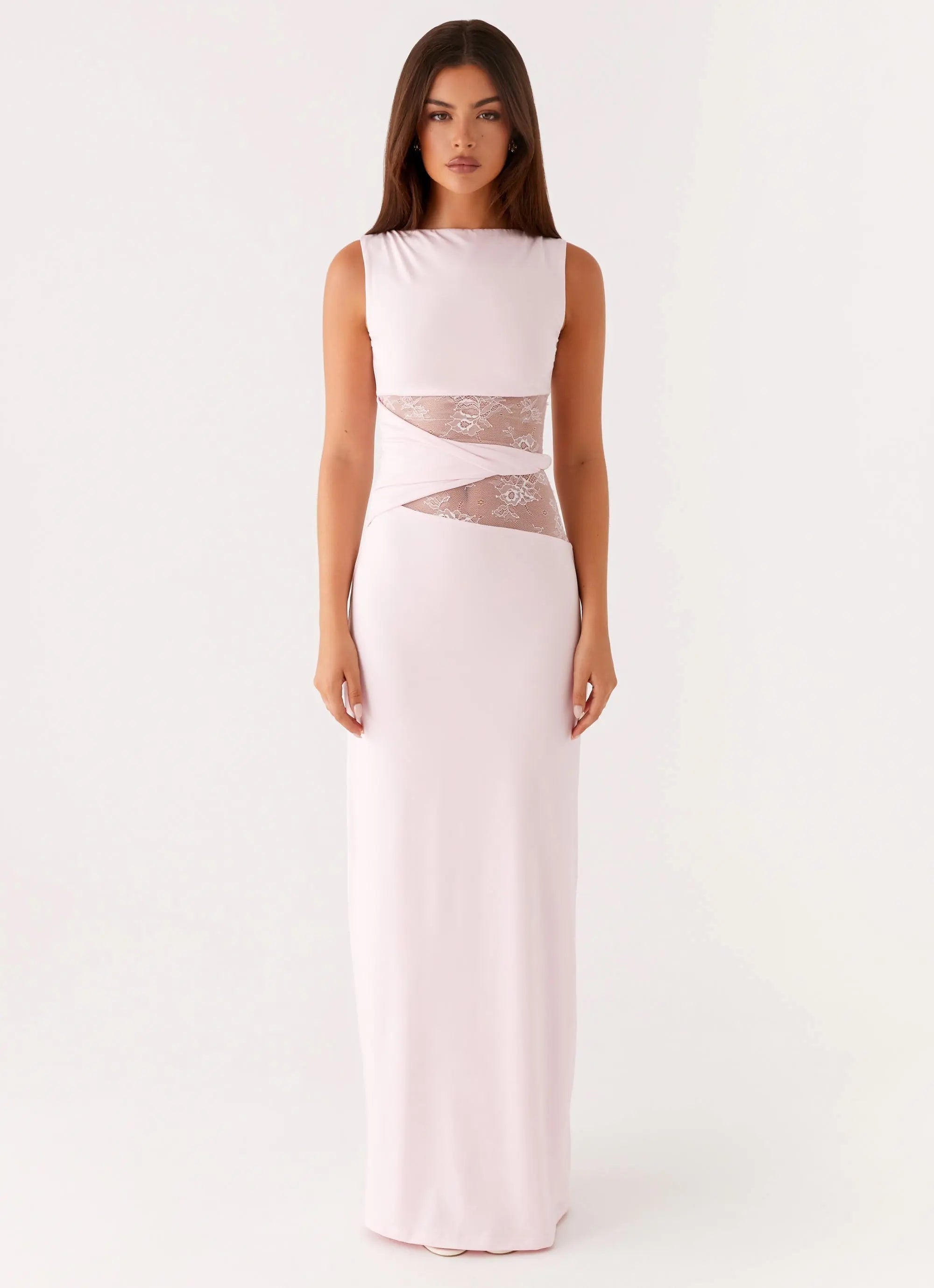 Women's Karma Collection | Maxi Dress for Women with Semi-Sheer Lace Waist | Elegant Long Dress for Glamorous Occasions  1