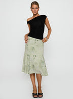 Women's Lewish Low Rise Midi Skirt Green Floral | Floral low-rise midi skirt 2