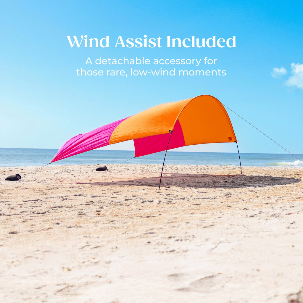 Lightweight Beach Canopy with Wind Assist for Enhanced Stability and Comfort