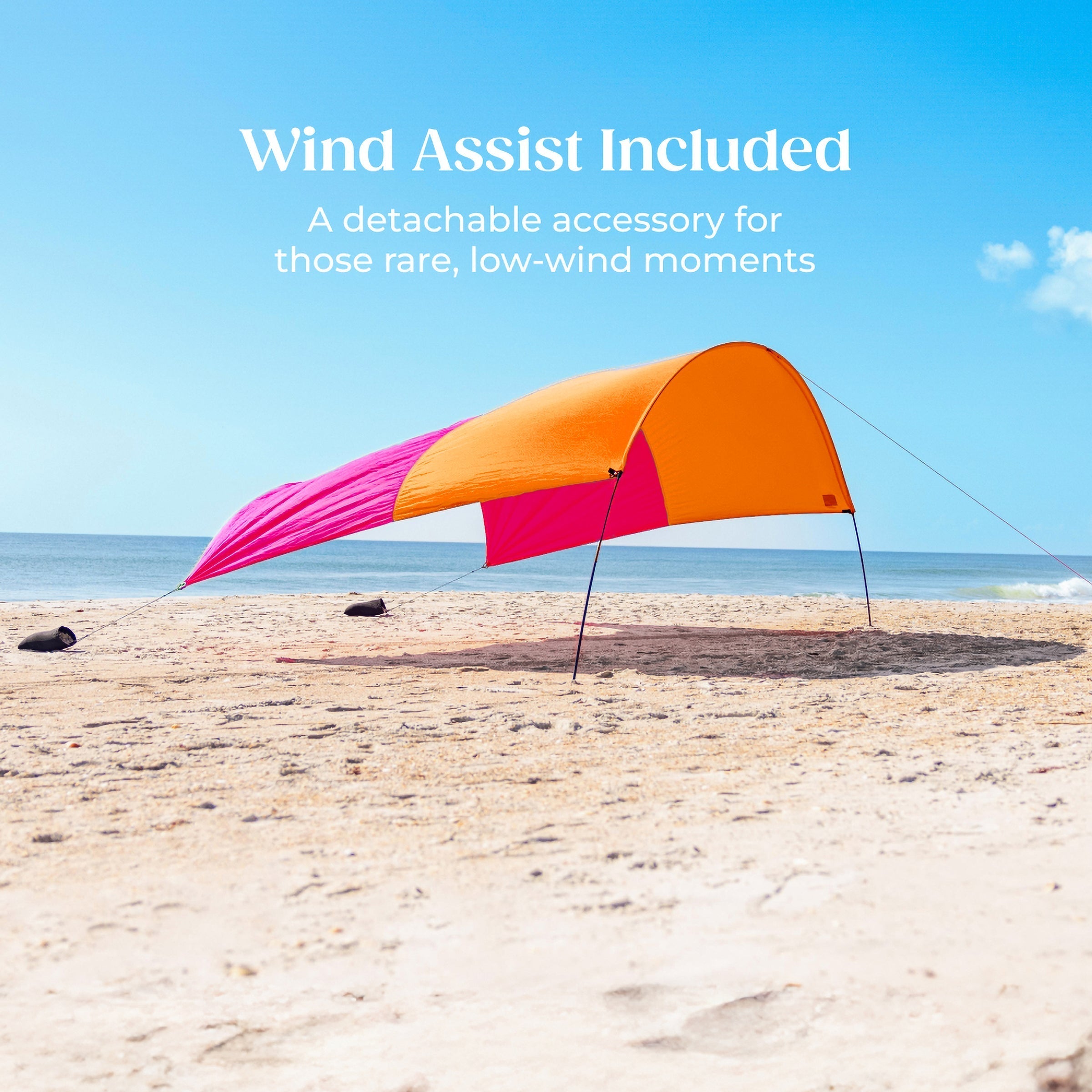 Lightweight Beach Canopy with Wind Assist for Enhanced Stability and Comfort
