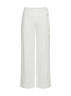 Linen Blend Pants | Wide Leg Design with Folded-Over Waist for Effortless Style