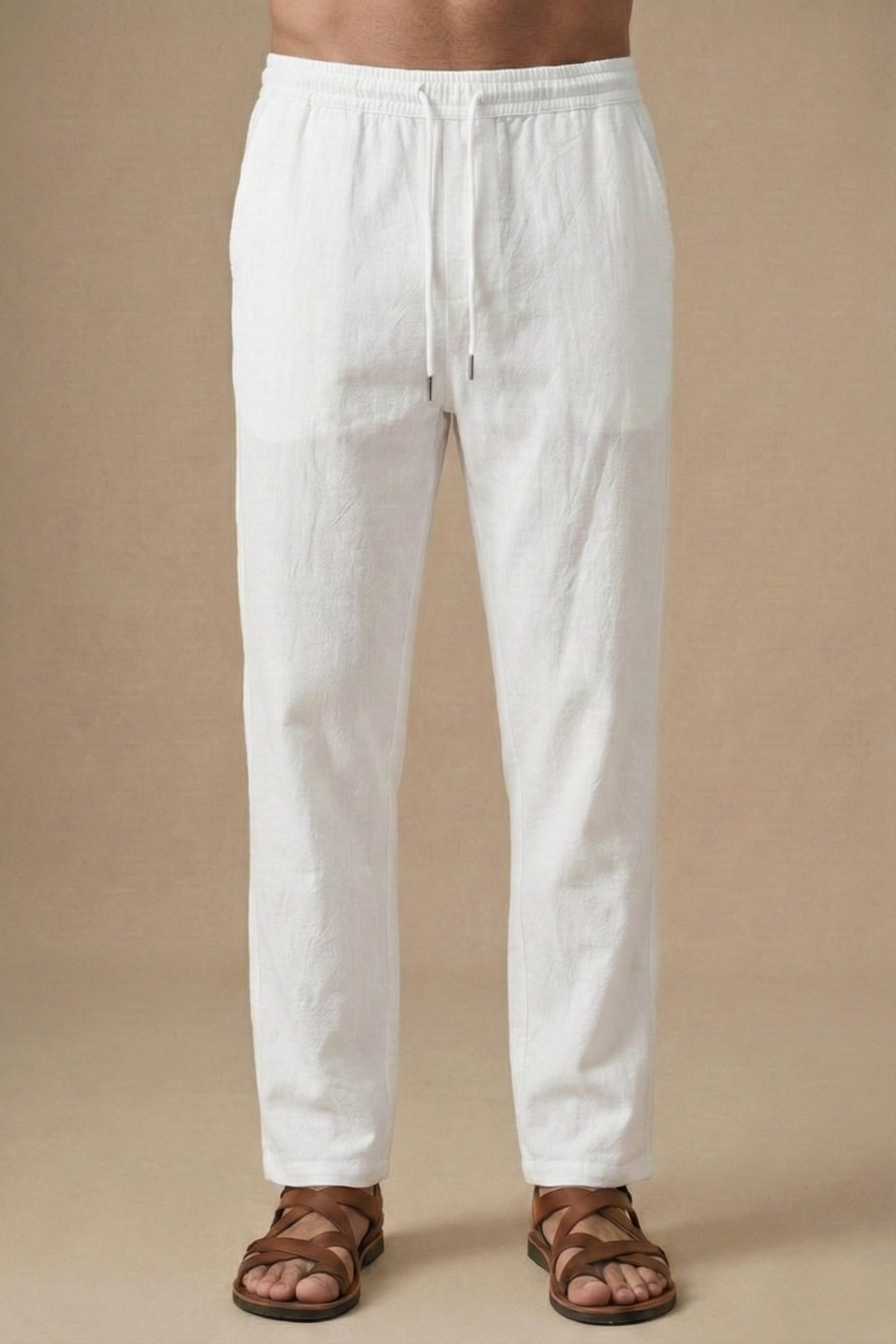Linen Blend | Men's Matching Set | V-Neck & Drawstring Trousers | Summer Co-Ord