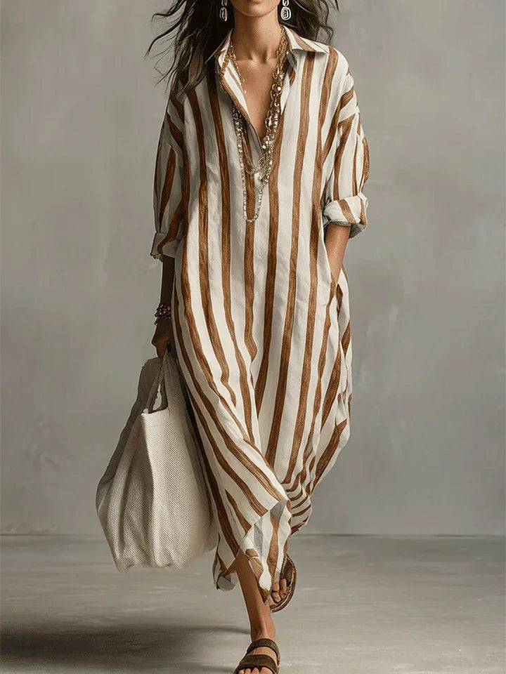 Women's Linen V-Neck Maxi Top — Relaxed Fit