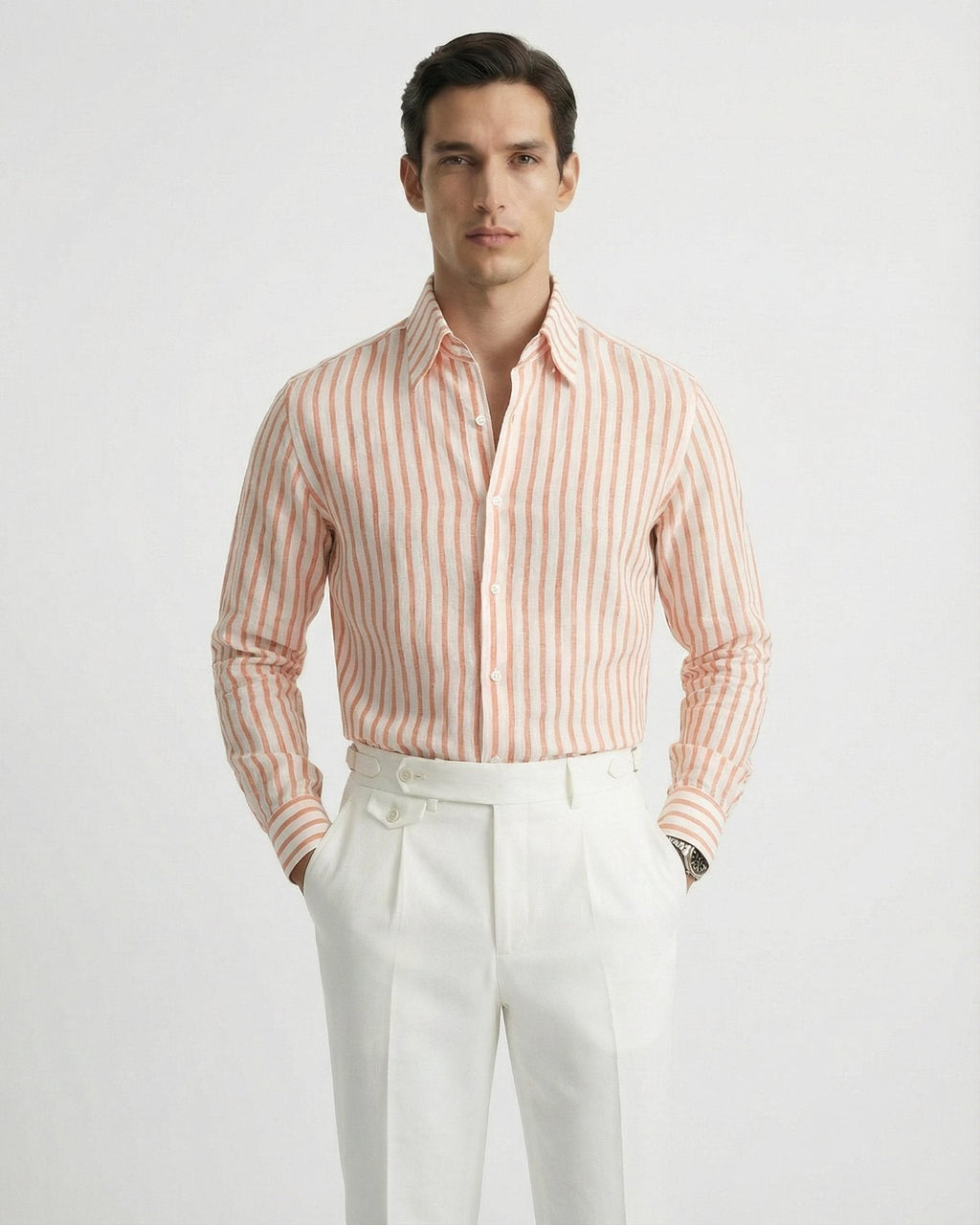 Linen Striped Leisure Shirt | Breathable Fabric & Button-Down Collar for Stylish Comfort