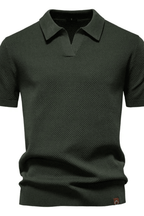 Men's Textured Knit Polo Shirt – Short Sleeve Casual
