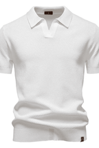 Men's Textured Knit Polo Shirt – Short Sleeve Casual