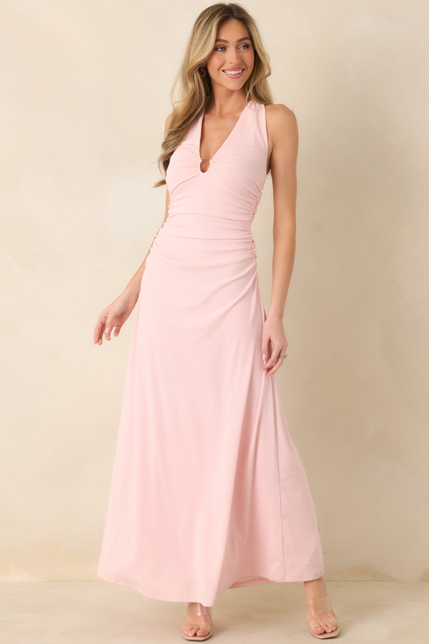 Women's MINKPINK Amelia Soft Pink Halter Midi Dress | 95% Polyester & 5% Elastane 4