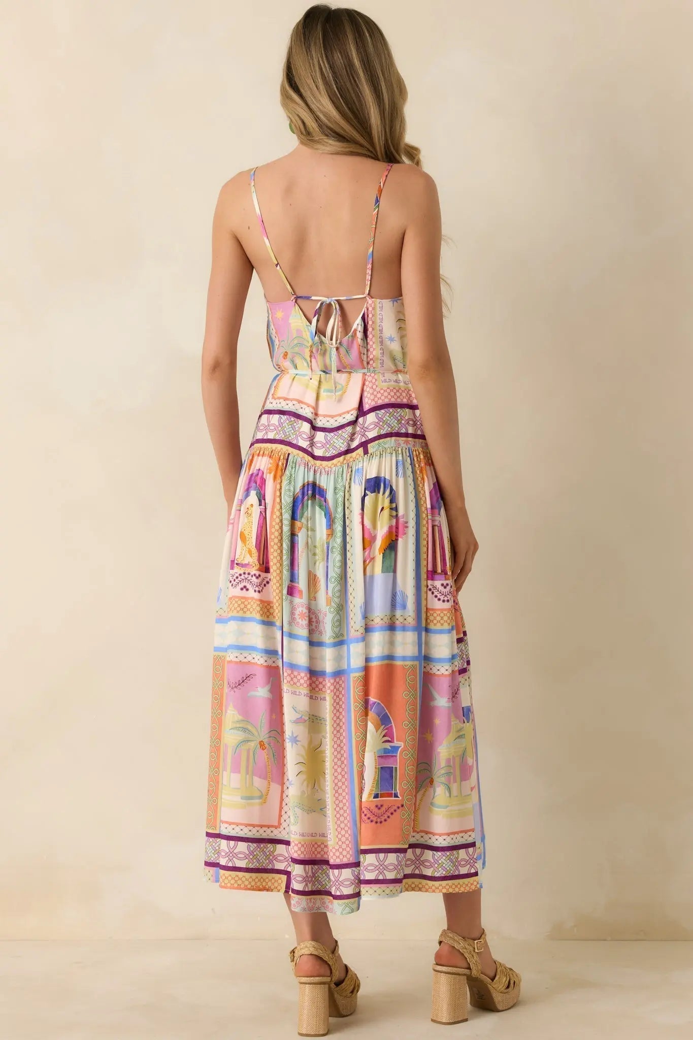 Women's MINKPINK Elysia White Multi Tropical Tile Print Maxi Dress | 100% Viscose 7