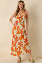 Women's MINKPINK Estelle Green & Orange Floral Print Keyhole Maxi Dress | 100% Viscose 5