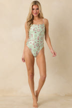 Women's MINKPINK Soleil Green Stripe Low Back One Piece Swimsuit | 85% Polyester & 15% Elastane 2