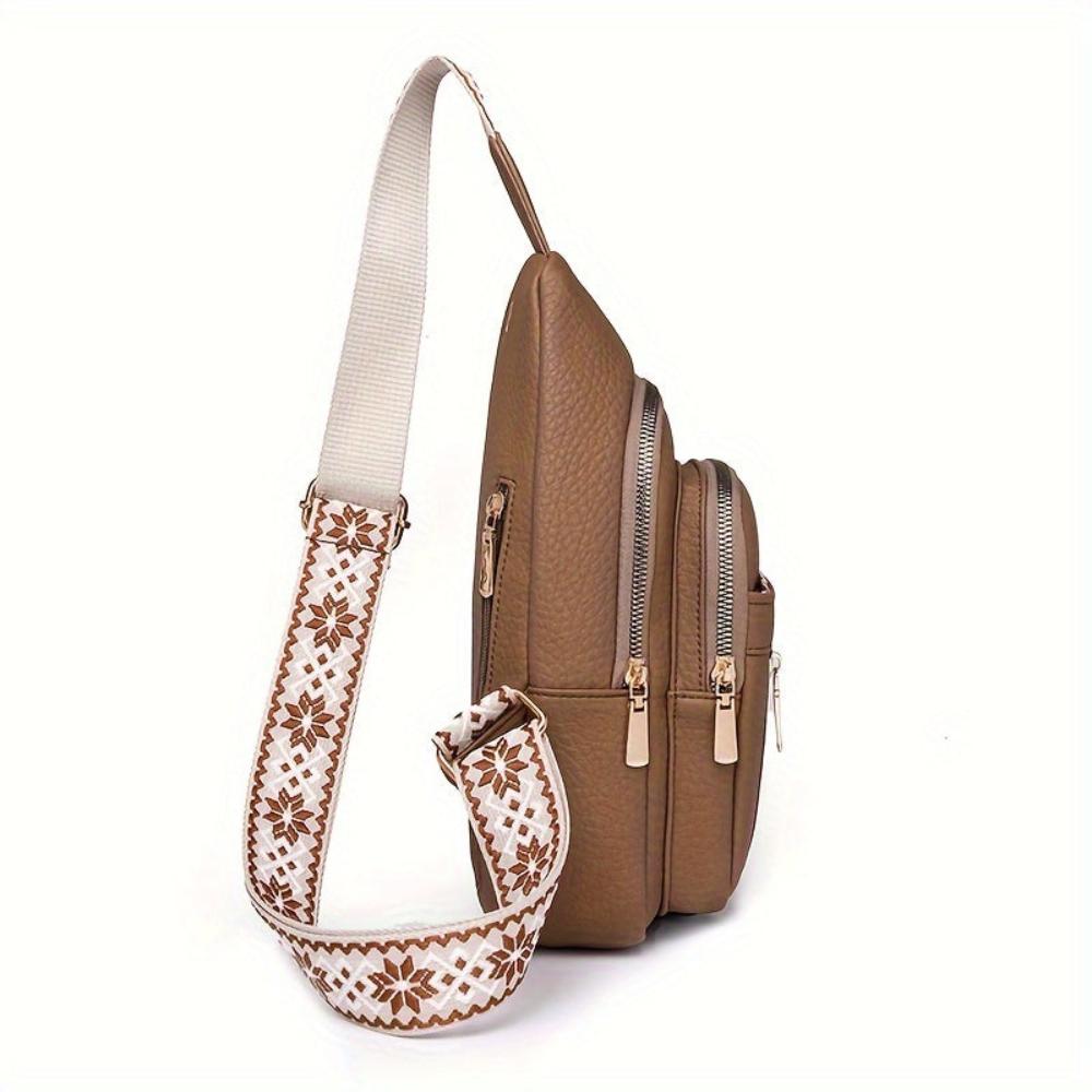 Black Vegan-Leather Crossbody Bag — Adjustable Strap