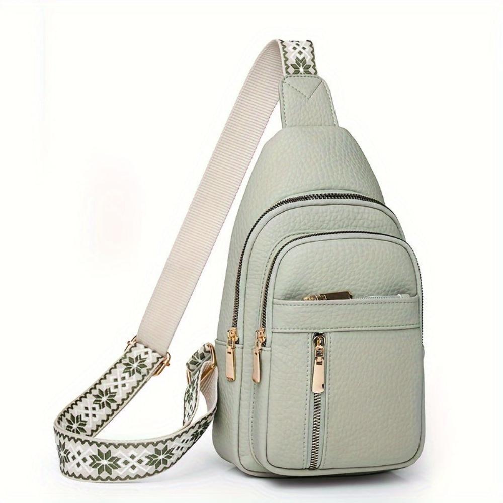 Black Vegan-Leather Crossbody Bag — Adjustable Strap