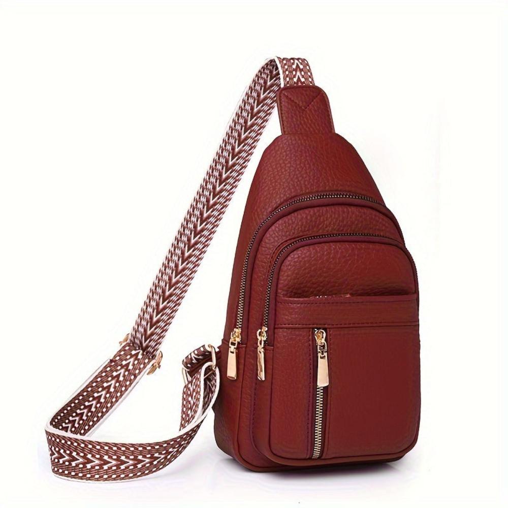 Black Vegan-Leather Crossbody Bag — Adjustable Strap
