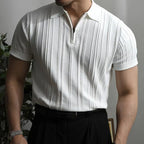 Men's collared polo shirt detail