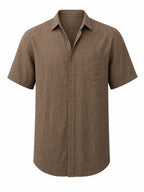 Men's Ice Silk Linen Shirt – Summer Casual Short Sleeve Sun...