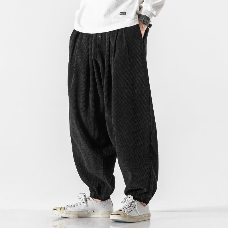 Women's Men’s Loose Corduroy Pants with Elastic Cuffs | Length: Full length 2