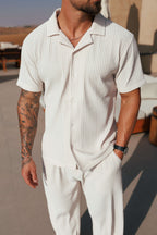 Men's Summer Pleated Shirt with Lightweight Breathable Fabric | Effortless Style for Warm Weather Comfort