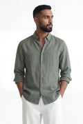 Moss Valley | Men's Shirt in Olive Linen with Breathable Fabric | Lightweight Comfort for Everyday Wear