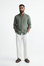 Moss Valley | Men's Shirt in Olive Linen with Breathable Fabric | Lightweight Comfort for Everyday Wear