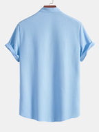 Muscle Fit | Ribbed Stand Collar Shirt with Stretch Fabric | Comfortable Fit for Everyday Wear