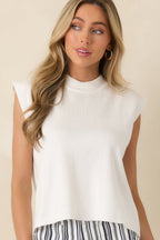 Women's No Questions Asked Ivory Knit Sleeveless Mock Neck Top | 54% Polyester 6