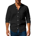 Men's Shirt – Long Sleeve Mandarin Collar Breathable Casual...